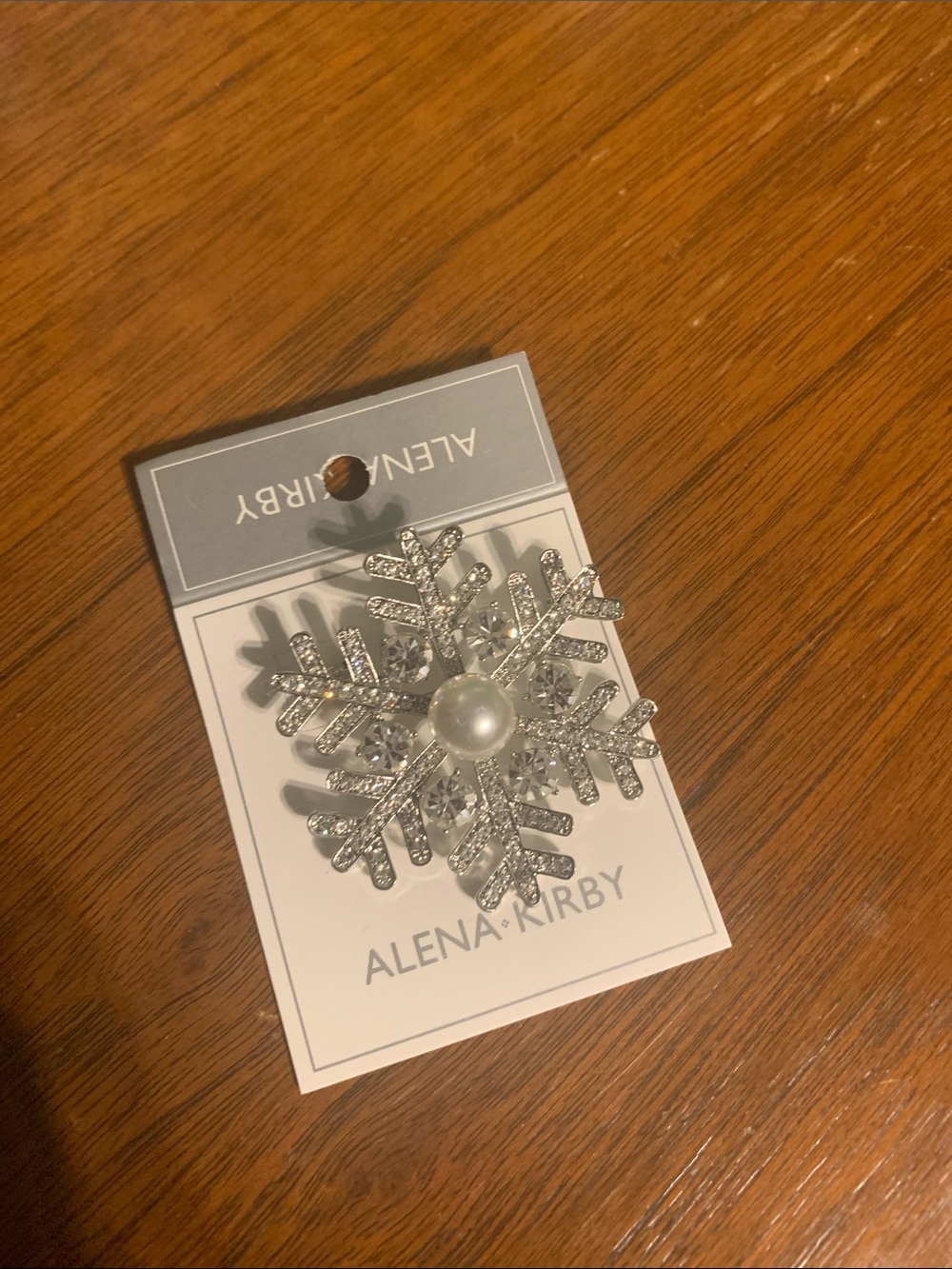 Alena + Kirby Silver Snowflake Brooch with Pearl Center